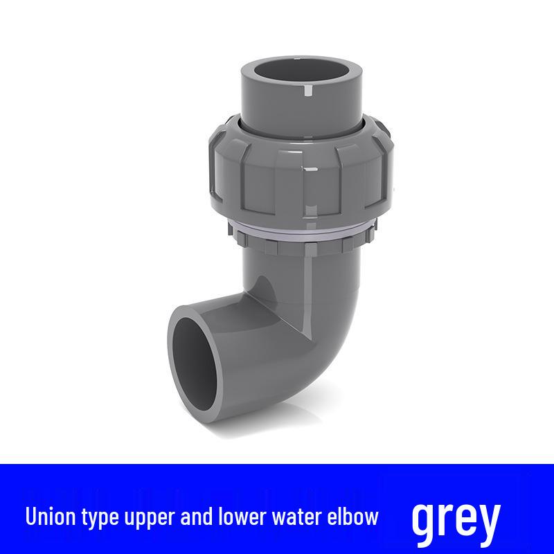 Šedá sada PVC vodovodních tvarovek: Koleno, T-kus, 3-cestný, 4-cestný plastový spoj pro přívod vody do akvária