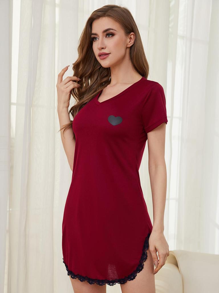 Heart Print Sexy Summer Nightgown for Women – Pure Desire Home Dress