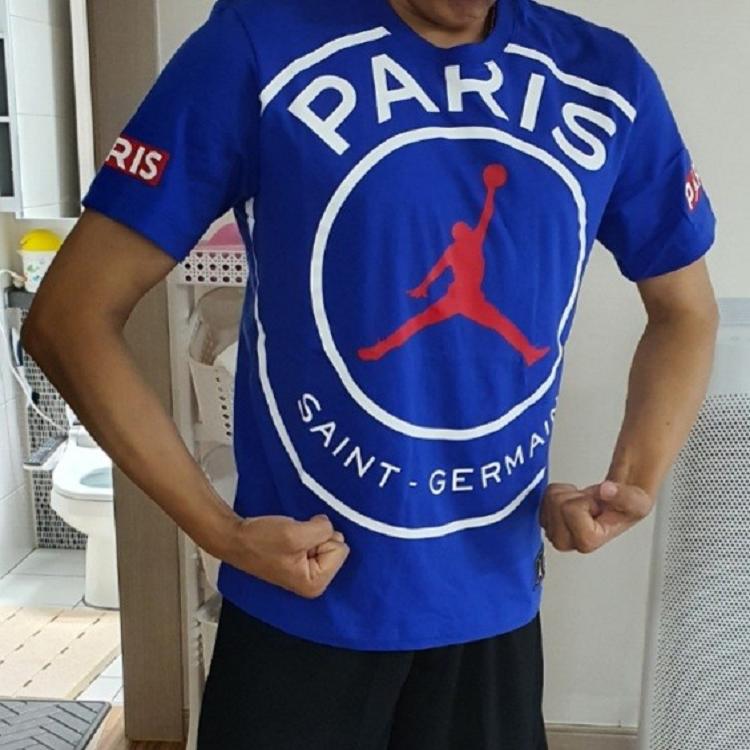 Jordan SS20 PSG Logo Tee Men Tops Blue BQ8385-480