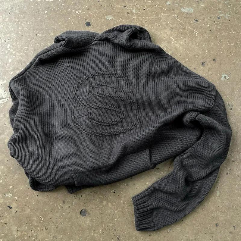 

Европейский и американский Y2K женский уличный ретро готический алфавит узор спортивный свитер с капюшоном S чёрный