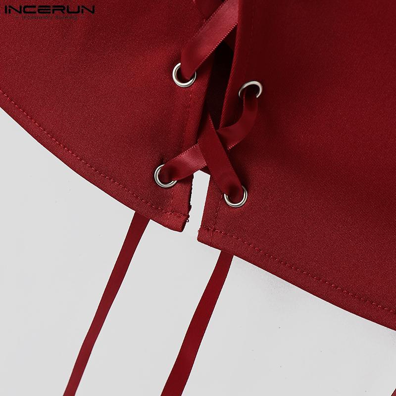 INCERUN Summer Men Sleeveless Bandage Lace-up Party Short Tank Tops