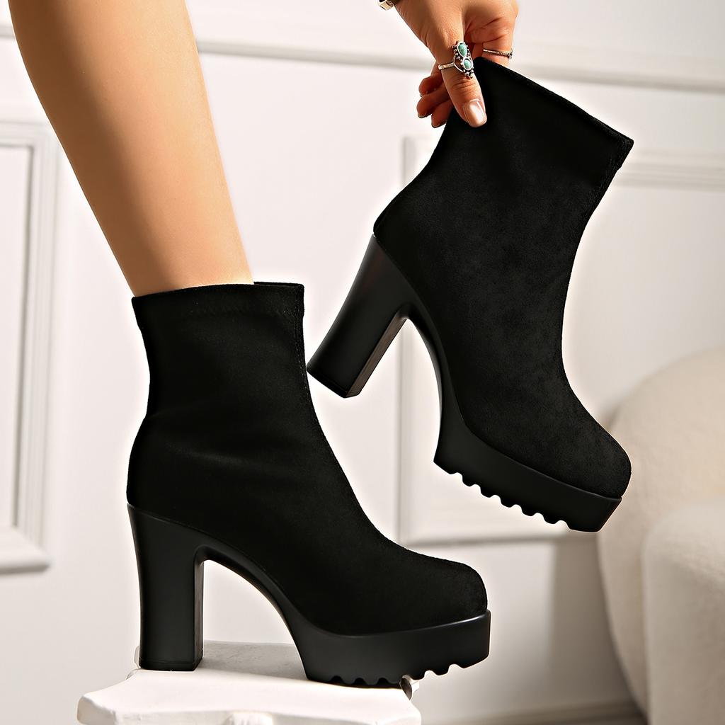 Fashionable/Comfortable New Wear-resistant Mid Length Boots Winter Round Toe Sexy/Elegant Casual Warm High-heeled Women's Boots