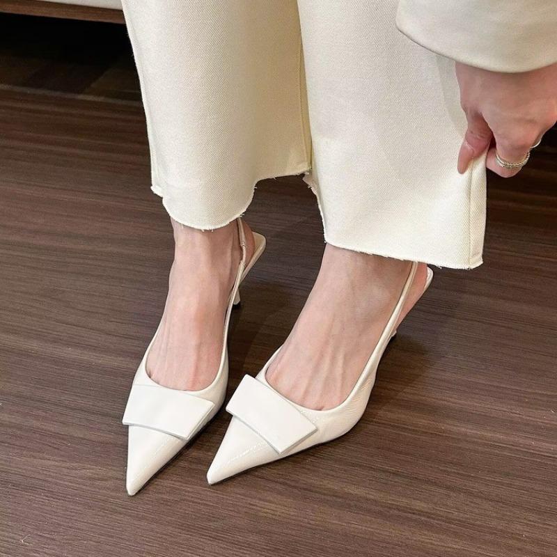 Fashion Womens Leather Slippers High Heels Shoes Party Pumps Woman Summer Sandals Women High Heel Slingback Sandal Shoes