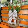 Easters Themed Florals Garlands Cartoon Rabbit Shaped Wreath for Front Door or Wall Decoration Seasonal Accessory