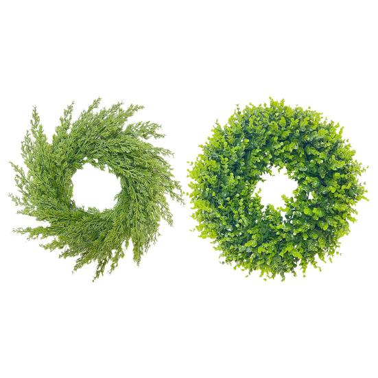35/40/45/50/55CM Artificial Boxwood Wreath Indoor Outdoor Front Door Wall Hanging Fake Greenery