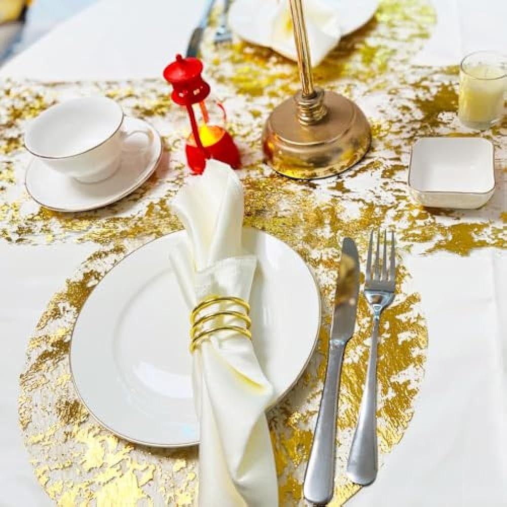10pcs 13 Inch Gold Thin Mesh Place Mats Disposable Table Mats Gold Placemats  Valentine