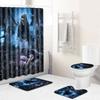 Skull Shower Curtain Floor Mat Combination Four-Piece Set Bathroom Toilet Carpet Shower Room Mat Foot Mat