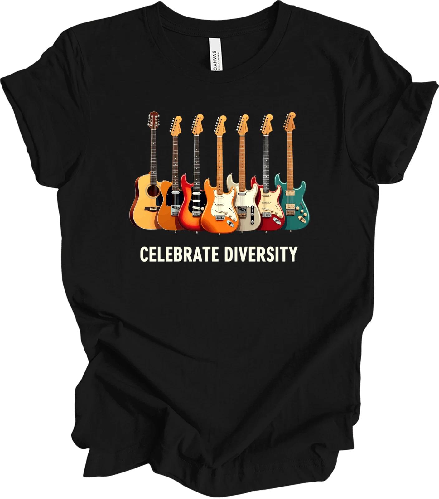 Celebrate Diversity Guitar Design - Music Lover, Guitarist, Musician Gift T-shir 3XL