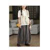 Women Floral Embroidered V Neck Button Front Cotton Vest