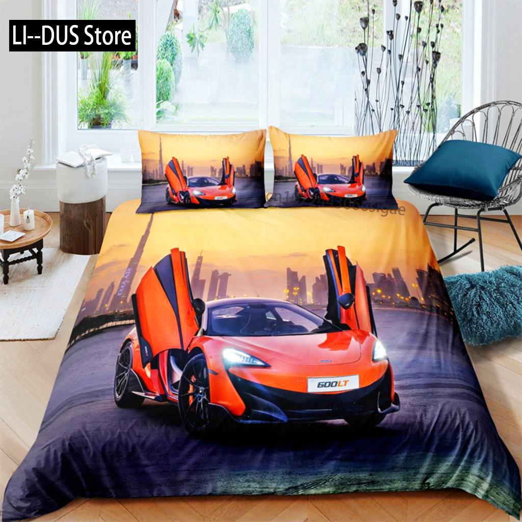 Speed Sports Car Duvet Cover Set Queen Size Cool Racing Comforter Cover Extreme Sport Bedding Set For Boys Teens Men Room Decor