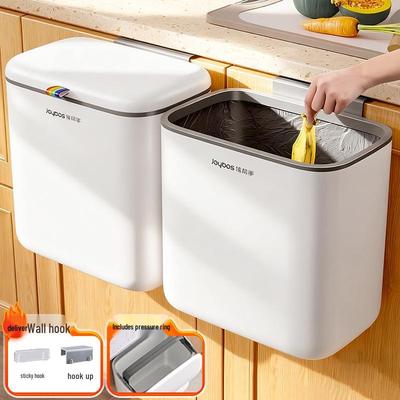 Wandmontierter Küchen- und Badezimmer-Mülleimer mit Deckel - Leichtes Luxusdesign