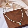 Stainless Steel & Natural Stone Beaded Necklace for Women - High-End, Non-Fading, Light Luxury Clavicle Chain
