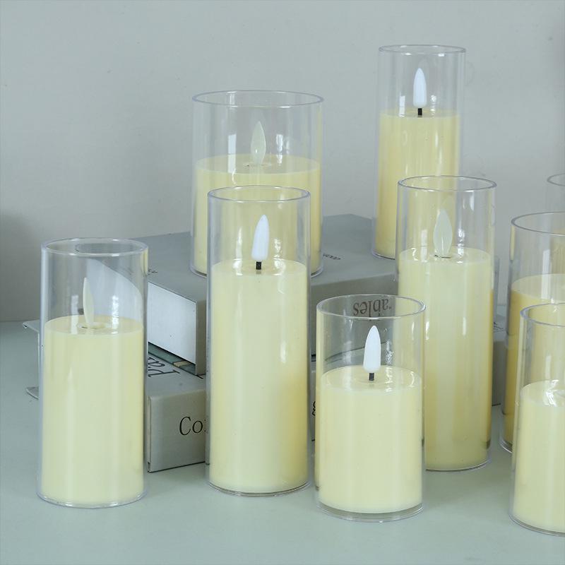 LED Flickering Flameless Candle Glass Ornament for Romantic Home or Christmas Parties