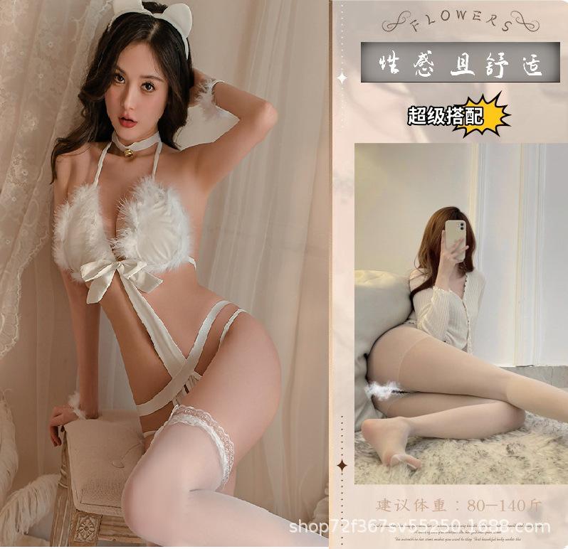 Sexy underwear Perspective straps One-piece three-point pure desire suit Hot Muse set One nurse uniform
