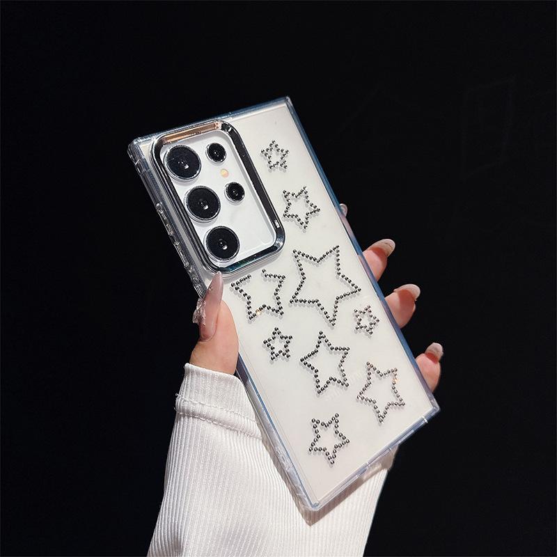 Samsung S25Ultra Mobile Phone Case For S24Fe Transparent Soft Case Flash Diamond Star A16 Women'S Internet Celebrity Case