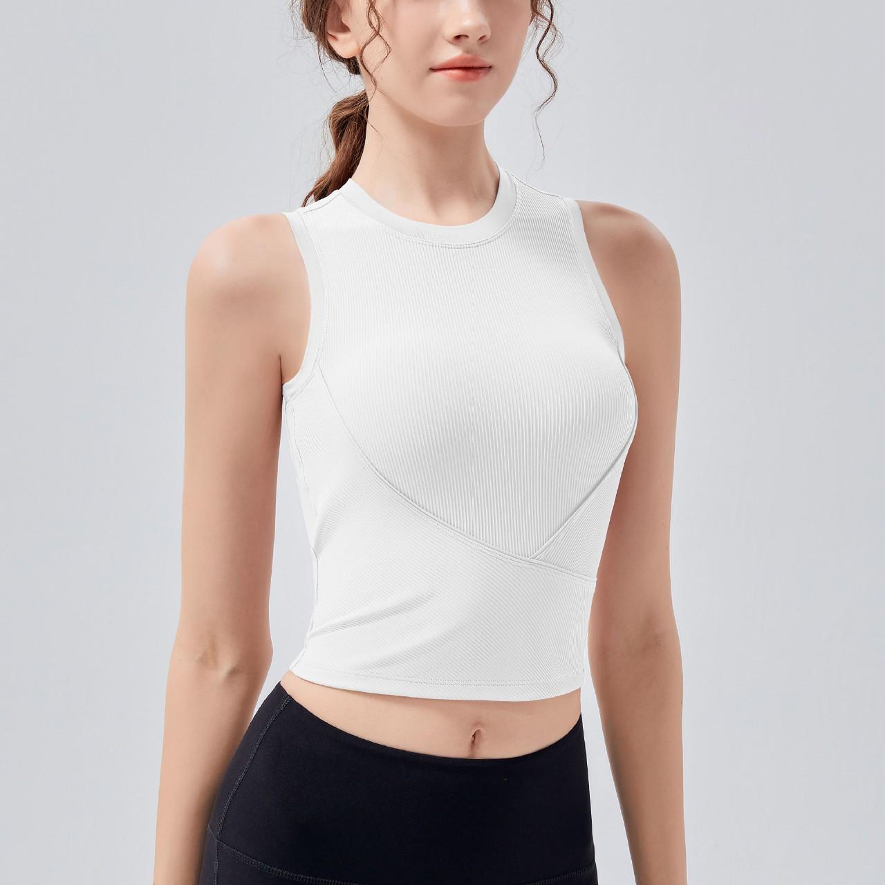 

Спортивный топ средней и высокой поддержки с супер закрытием боковой груди, фиксированной чашкой и дизайном «борцовка» для пилатеса и йоги Large белый