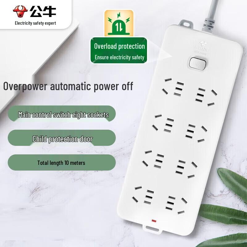 BULL 8-Outlet Power Strip with Master Switch