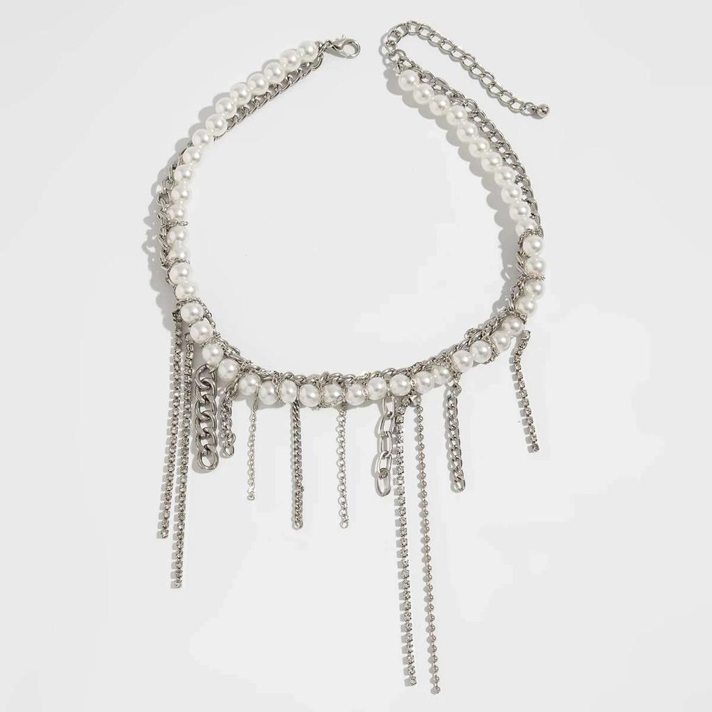 Ingemark Goth Tassel Link Pendant Choker Necklace for Women Trend 2026 Elegant Imitation Pearl Chain Wed Bridal Party Jewelry