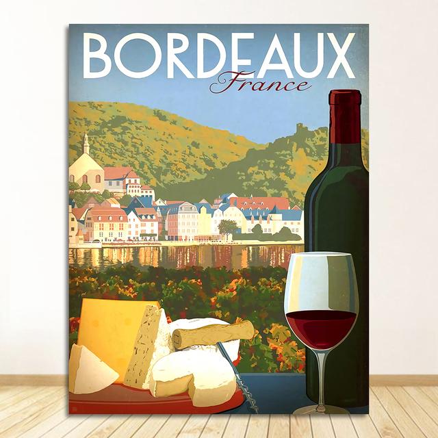 Map Canvas Paintings Vintage Wall Kraft Poster Coated Art Prints Posters Home Decor Gift Bordeaux France Wine Country Travel