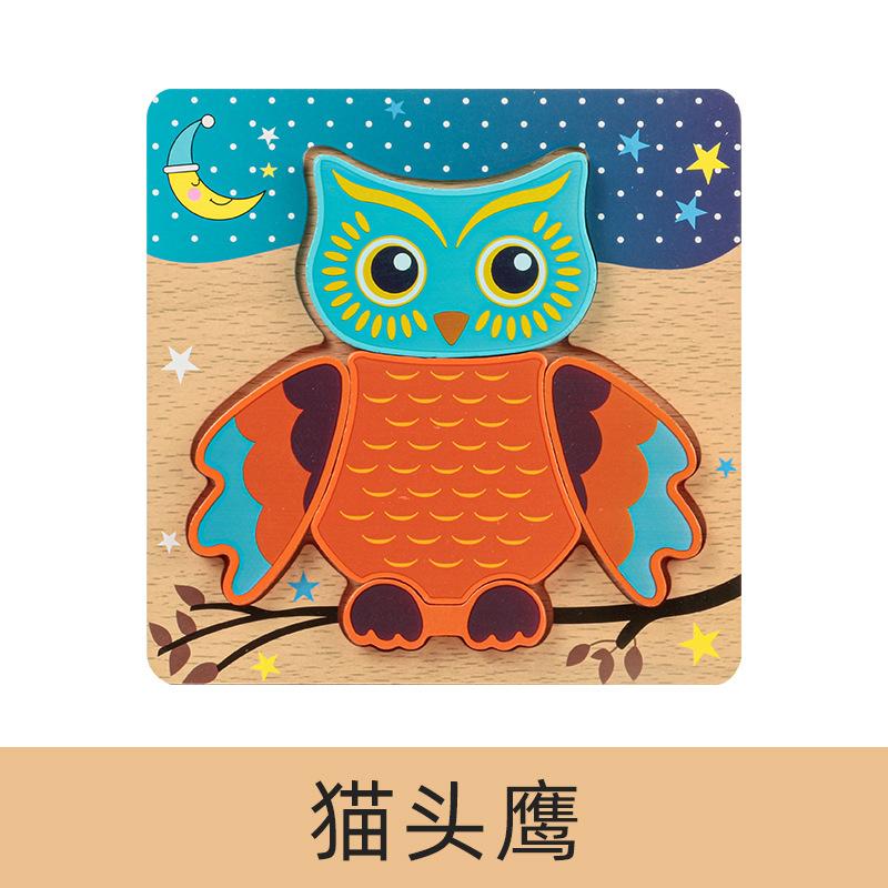 3D Wooden Puzzle Cartoon Animal Traffic Jigsaw Early Learning Cognition Game Puzzle Toys for Children Gift