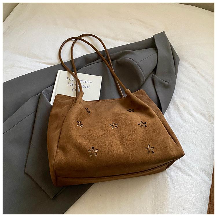 Suede Bag Women's 2025 New High-end Retro Underarm Bag Commuter Tote Bag Large-capacity Shoulder Bag
