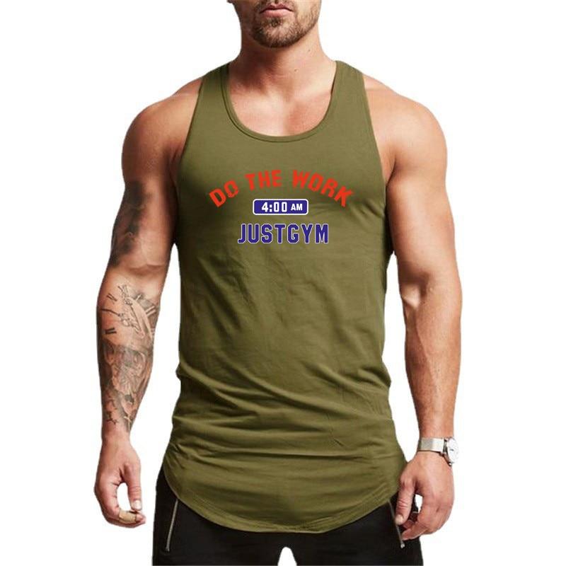 Do The Work  Summer Running Basketball Bodybuilding Fitness Cotton Breathable O-neck Printed Workout Gym Sports Mens Vest
