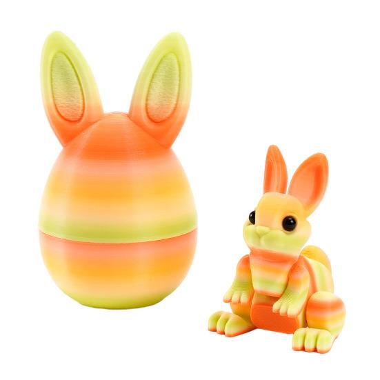 3D-gedruckte Ostereier mit Hase darin, bewegliche flexible Fidget-Hasenspielzeuge, Osterkorb