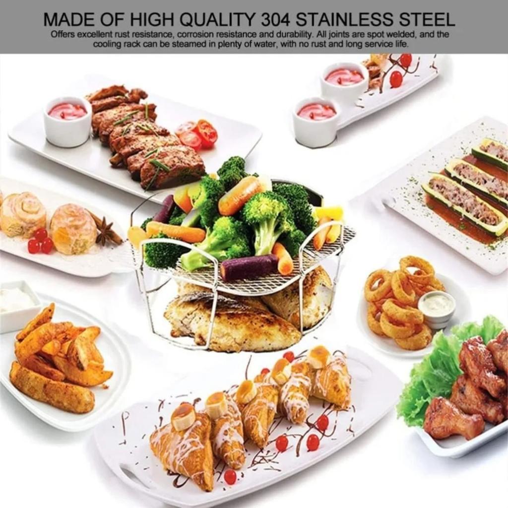 Steel Air Fryer Wire Rack Nonstick Air Fryer Tray Steamer Roasting Kit Reusable Cooking Tools Accessories for Air Fryer Cooking