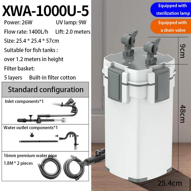 Aquarium Filters Barrel Fish Tank External Filter Fishbow Oil Film Removal Filters Barrel Pond Activated Carbon Filter System