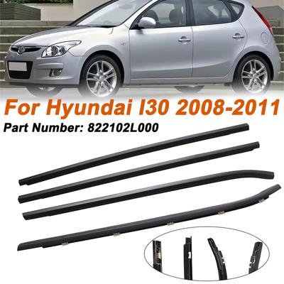 4pcs/set Black Car Door Window Glass Weatherstrip Trim For Hyundai I30 2008-2011 822102L000 Waterproof Pressure Sealing Strip