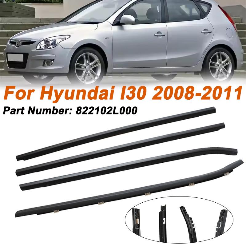 4pcs/set Black Car Door Window Glass Weatherstrip Trim For Hyundai I30 2008-2011 822102L000 Waterproof Pressure Sealing Strip