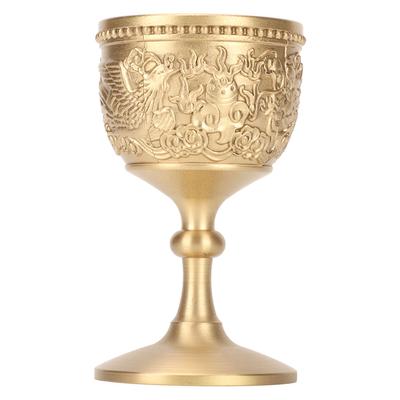 Gold Chalice Retro Embossed Style Thickened Brass Luxurious Elegant Luster Pimp Cup for Party