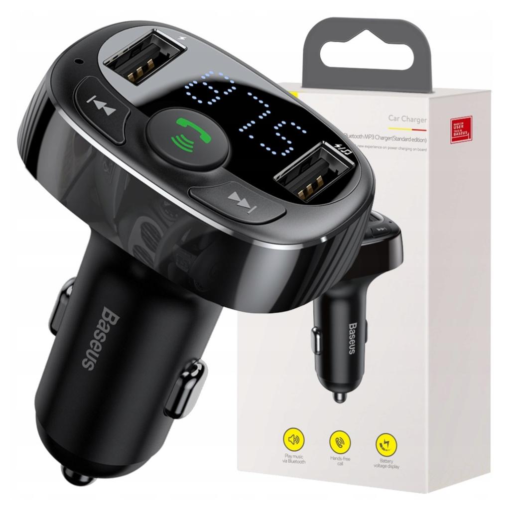Baseus T-Typed S-09A FM Transmitter Bluetooth 2Xusb Microsd (Black)