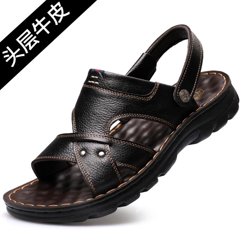 Men Sandals 2024 Summer New Arrival Genuine Leather Casual Fashion Sports Sandals Soft Men Wading Outdoors Beach Sandals yui8