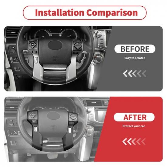 Matte Black Steering Wheel Button Decor Cover Trim Bezels ABS For 4runner 2010+