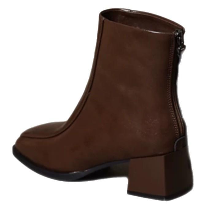 Soft leather boots for women 2025 new autumn and winter round head thin boots square heel soft leather boots British fashion boots for women