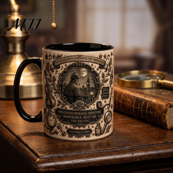 Handcrafted Ceramic Vessel 3D Carving Coffee Mug, 300ml/400ml Capacity Retro Relief Design Music Lover Gift Tea Cup, Decorative Desktop Ornament