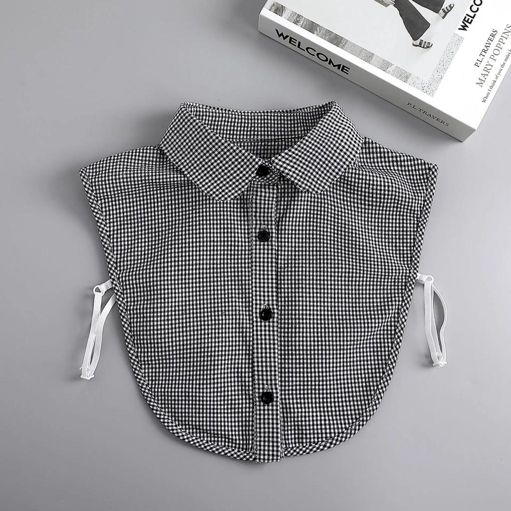 Ins Fake Collar Plaid Shirt Detachable Collars Solid Shirt Womens Dickie Collar White Girls Top Clothes Dickey Collar For Women