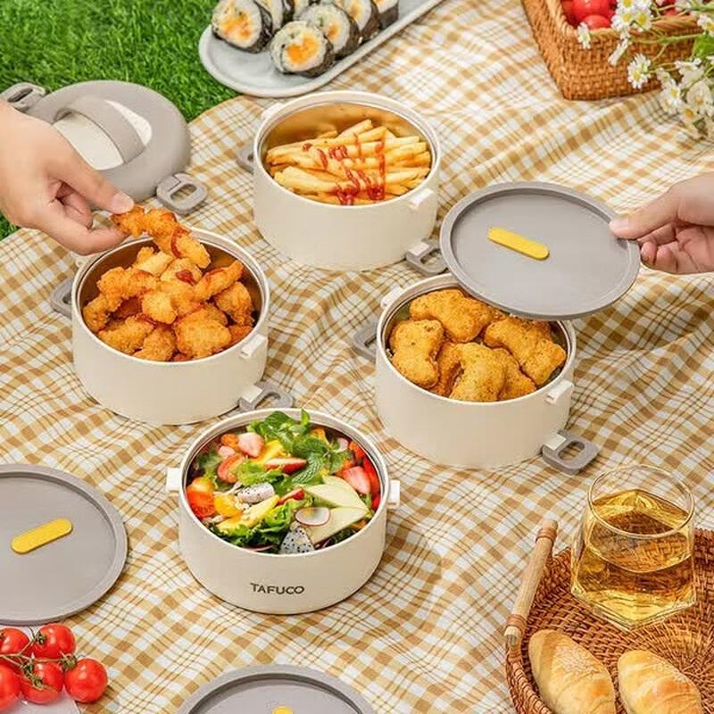 TAFUCO Stal Nierdzewna 316L Można Używać w Kuchence Mikrofalowej 4-Poziomowy Pojemnik na Lunch