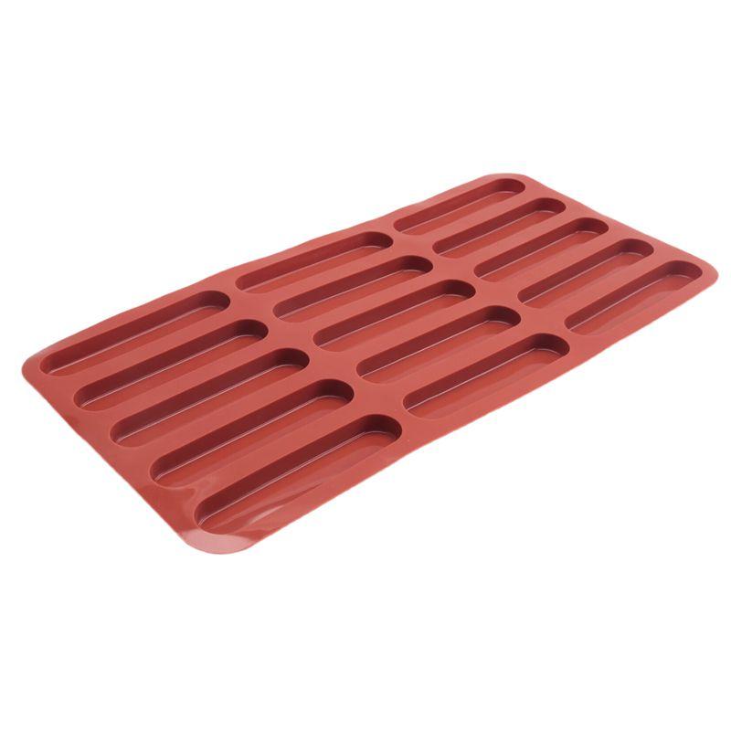 Good-Tiramisu Finger Biscuit Silicone Mould,15 Cavities Cereal Bars Baking Mould,Chocolate Bar Mold, Long Strip Silicone Mold