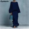 New Women's Long Sleeve Irregular Half-Length Skirt Casual Fashion Solid Color Set