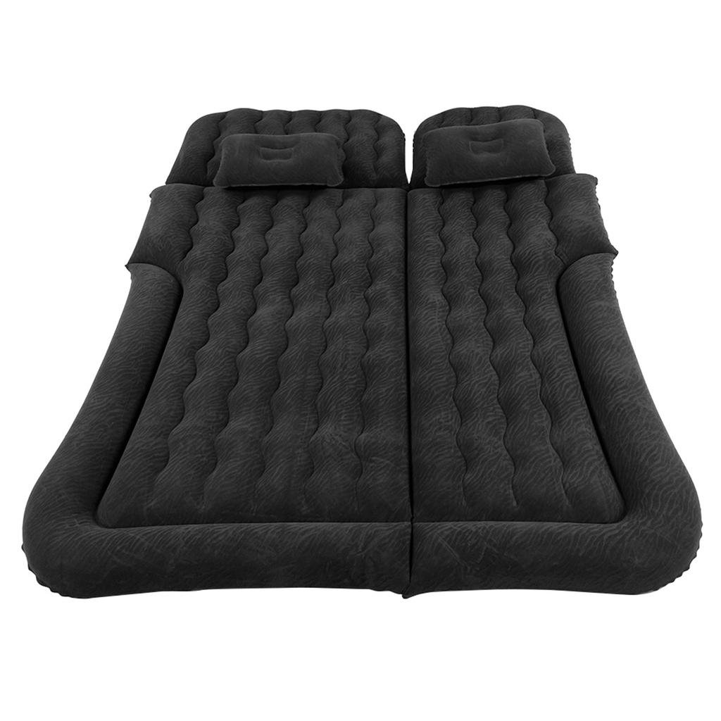 2‑In‑1 Multifunction Inflatable Travel Mattress PVC Flocking Soft Sleeping Rest Cushion for Car SUVBlack