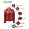 SKINOUTFIT Men's Motorcycle Leather Jacket Genuine Red Lambskin Café Racer Biker Outerwear