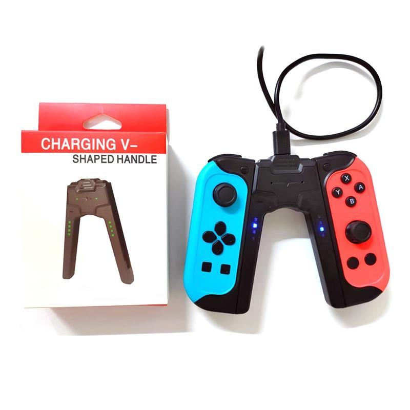 Controller Charger V Shaped Designing Left Right Handle Charging Grip with LED Light Status