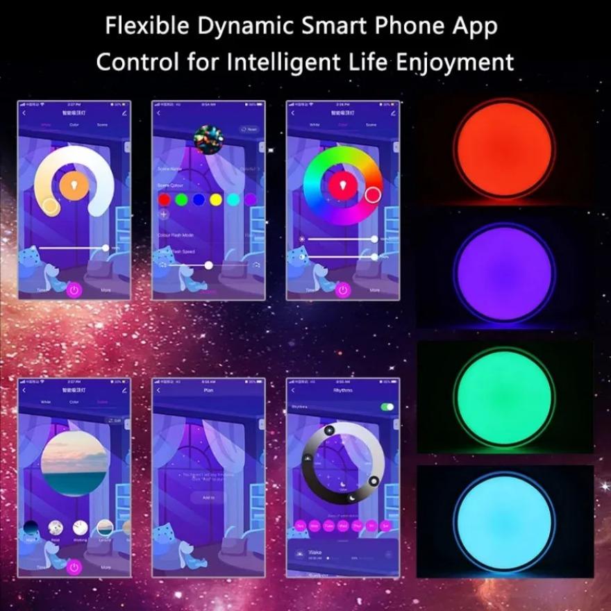 TUYA Intelligent LED Ceiling Light WiFi Bluetooth Dimmable RGB Alexa Google Voice Control Bedroom Living Room Decorative Light