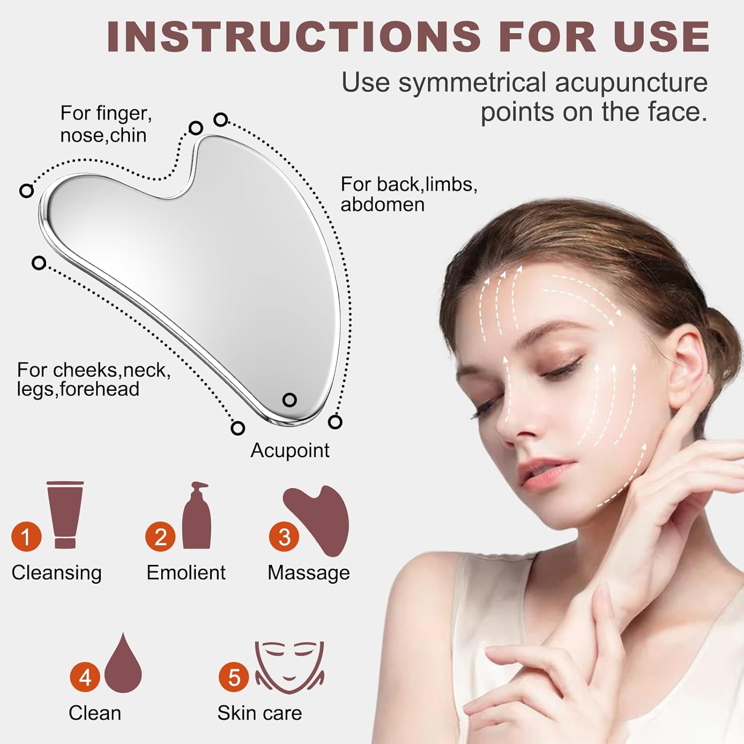 Stainless Steel Gua Sha Facial Tools, Upgrade Metal Gua-sha, Guasha Tool for Face and Body Treatment, Muscle Tension and Puffiness Relief for Guasha