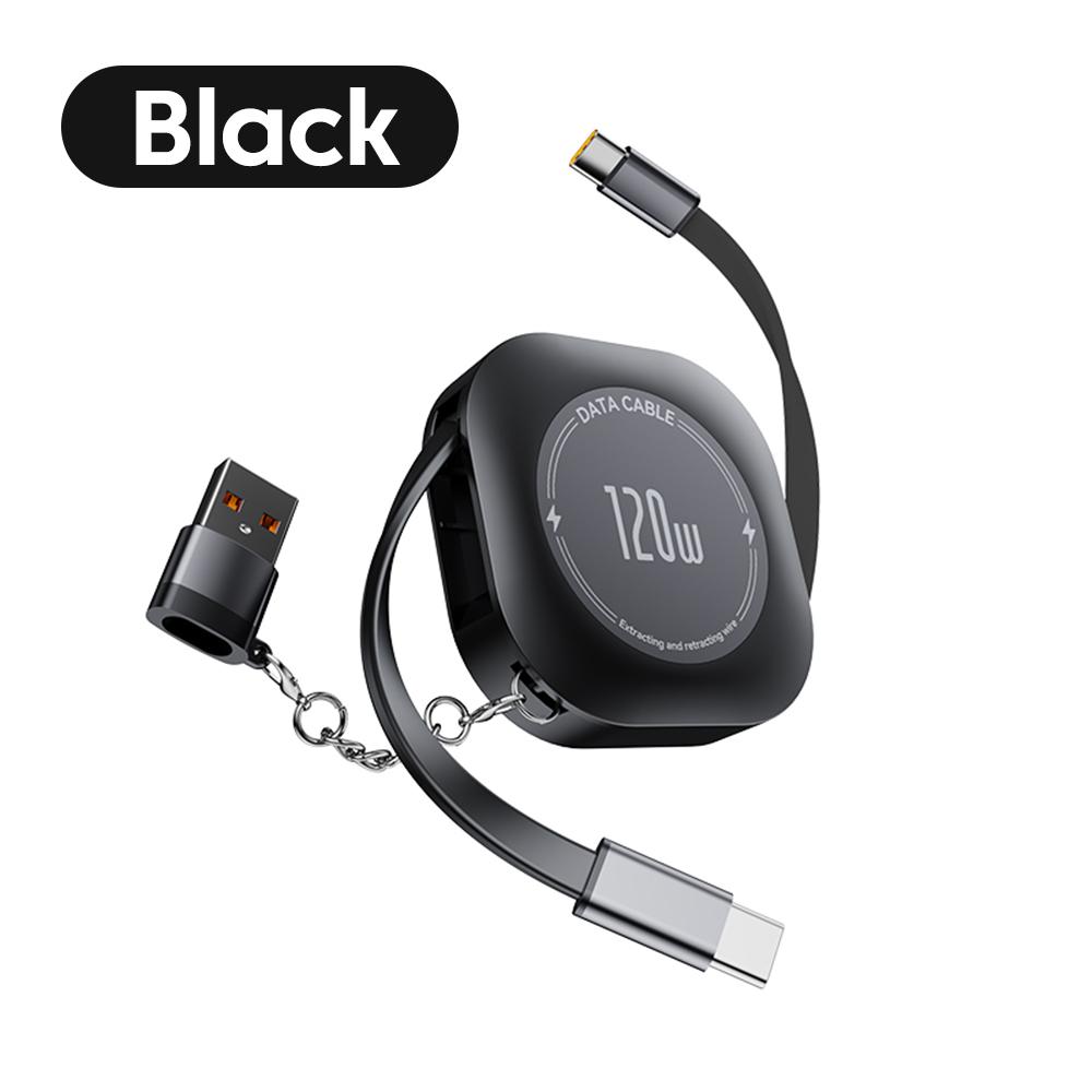 

120W Retractable Type c to ios Cable USB C to type CPD Fast Charging Data cable for iPhone 15 16 Huawei USB A to Type C cabo чёрный