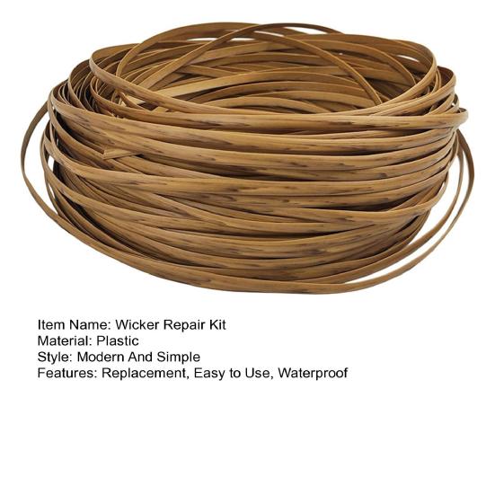 120FT Wicker Repair Kit Synthetic Embossing Rattan Fix Materials Waterproof DIY Rattan Chair Basket Furniture Basket Repair Plastic Flat Wicker