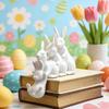 Easter White Bunny Figurine Resin Hugging Rabbit Statue Spring Easter Holiday Party Animal Desktop Decoration Ornament