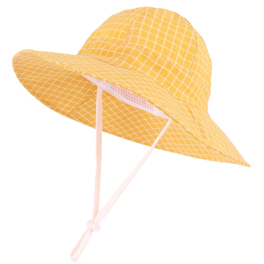 

Baby Girl Sun Hat Infant Summer Beach Hats Toddler with Wide Brim Strap Outdoor Bucket Hat S-48CM жовтий